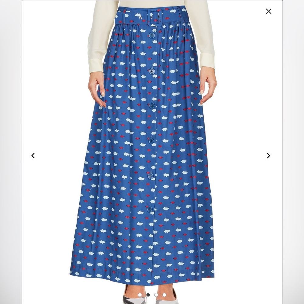 Vivetta Belted Maxi Skirt Size 44 US M Preppy Cloud Lip Cotton Button Whimsical